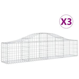 vidaXL Kosze gabionowe, 3 szt, 200x30x40/60 cm, galwanizowane żelazo