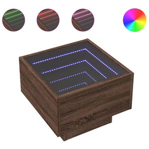 vidaXL Stolik nocny z LED Infinity, brązowy dąb, 40x40x30 cm