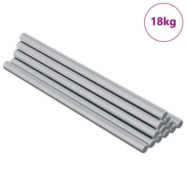 vidaXL Pręty gwintowane 900 pcs Srebrny Metal
