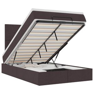 vidaXL Rama ł&oacute;żka otomana z materacem, brązowa, 120x200 cm, tkanina