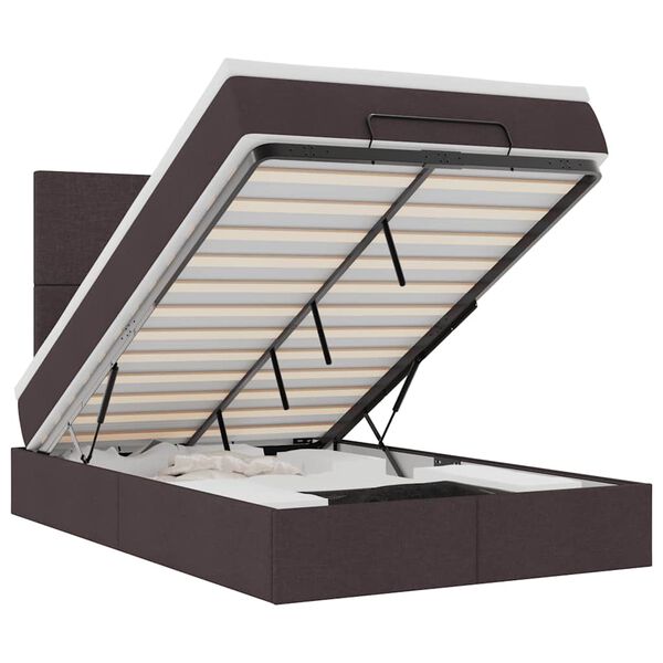vidaXL Rama ł&oacute;żka otomana z materacem, brązowa, 120x200 cm, tkanina