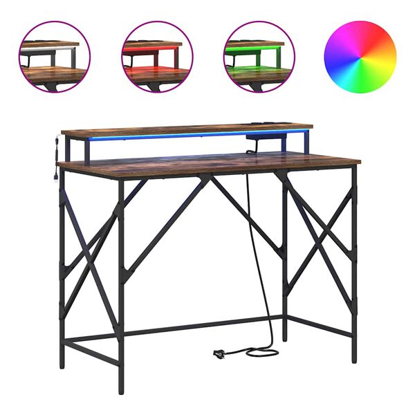 vidaXL Biurko Dąb wędzony 120 x 79 x 86,5 cm Materiał drewnopochodny
