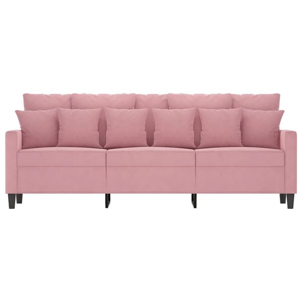 vidaXL Sofa 3-osobowa, różowa, 180 cm, obita aksamitem