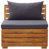 vidaXL Moduł sofy środkowej, 1 szt, z poduszkami, lite drewno akacjowe