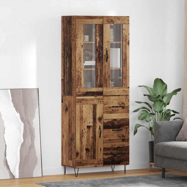 vidaXL Highboard z szufladą Stare drewno 69,5 x 34 x 90 cm