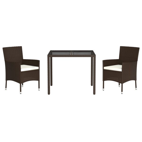 vidaXL 3-cz. zestaw mebli ogrodowych z poduszkami, brązowy, polirattan