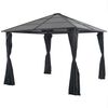 vidaXL Altana ogrodowa z zasłonami, aluminiowa, 3 x 3 m, czarna