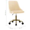 vidaXL Obrotowe krzesło stołowe, kremowe, obite aksamitem