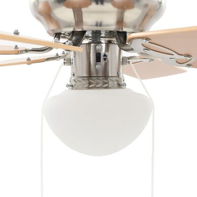 vidaXL Zdobiony wentylator sufitowy z lampą, 82 cm, jasnobrązowy