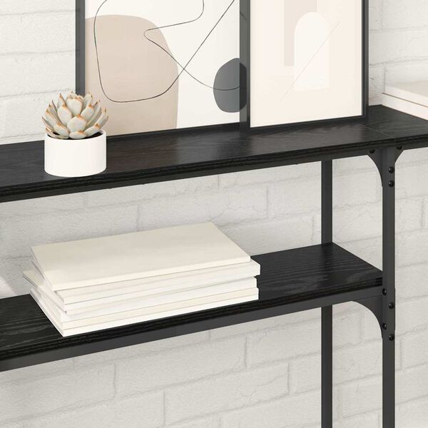 vidaXL StolikKonsolowy Czarny Dąb 146 x 22.5 x 75 cm