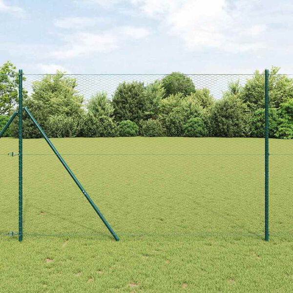 vidaXL Słupek ogrodzeniowy. Szary 50 x 1,6 m (siatka 25 mm) Stal i PVC
