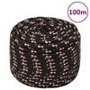 vidaXL Linka żeglarska, czarna, 14 mm, 100 m, polipropylen