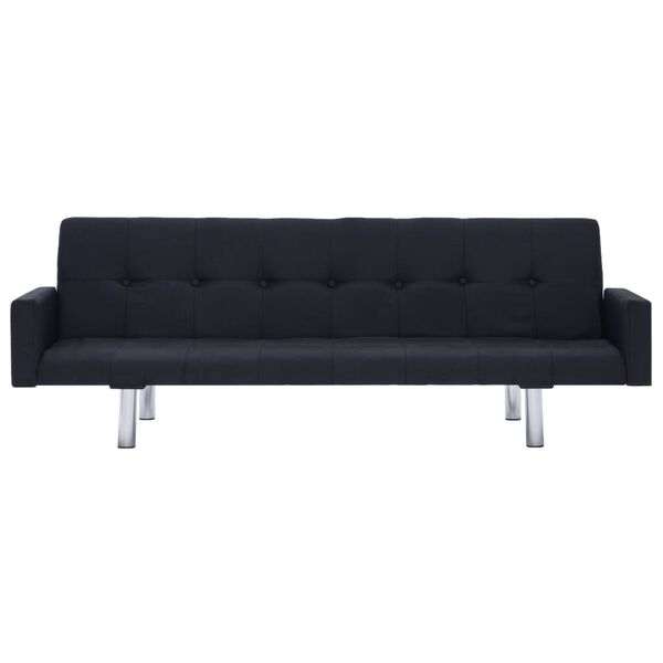 vidaXL Sofa rozkładana z podłokietnikami, czarna, poliester