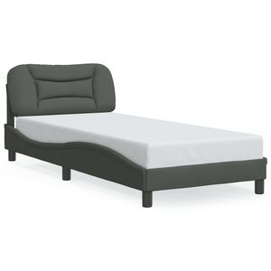 vidaXL Rama ł&oacute;żka z LED bez materaca Hvar Ciemnoszara 80x200 cm Tkanina