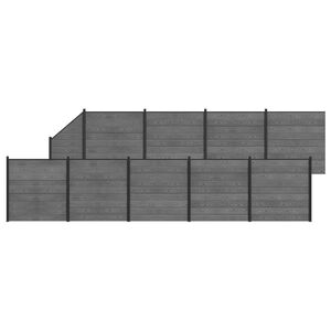 vidaXL Zestaw ogrodzeniowy 10 szt. 1657 x 186 cm WPC i aluminium Szary