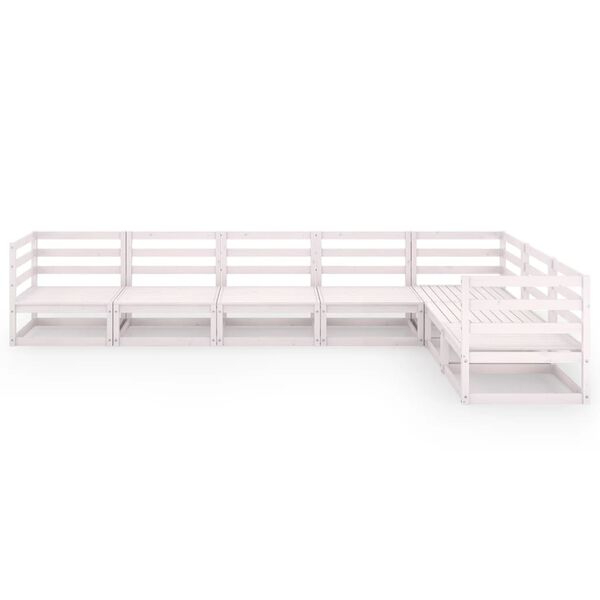 vidaXL 7-cz. zestaw mebli wypoczynkowych do ogrodu, biały, sosnowy