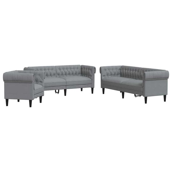 vidaXL Sofa do salonu 3 pcs Jasnoszary tkanina