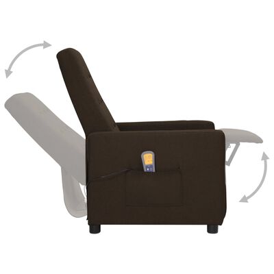 vidaXL Podnoszony fotel masujący, ciemnobrązowy, obity tkaniną