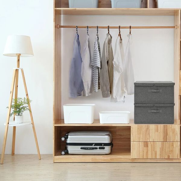 vidaXL Pojemniki, 2 szt., tkanina, 50x30x25 cm, antracytowe