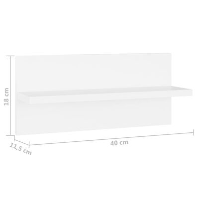 vidaXL Półki ścienne, 4 szt., białe, 40x11,5x18 cm, płyta wiórowa