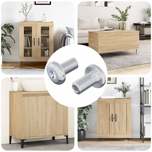 vidaXL Śruba Zablokowująca Gładki 2 pcs Srebrny M6 x 12 mm Stal