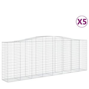 vidaXL Kosze gabionowe, 5 szt, 400x50x140/160 cm, galwanizowane żelazo