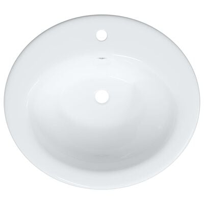 vidaXL Umywalka, biała, 52x46x20 cm, owalna, ceramiczna