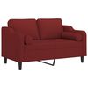 vidaXL 2-osobowa sofa z poduszkami, bordowa, 120 cm, tkanina
