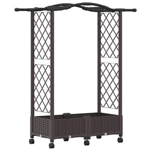vidaXL Podniesione ł&oacute;żko z kratką i dachem brązowy 124 x 40 x 129 cm