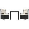 vidaXL Zestaw do jadalni w ogrodzie 3 pcs Czarny polirattan