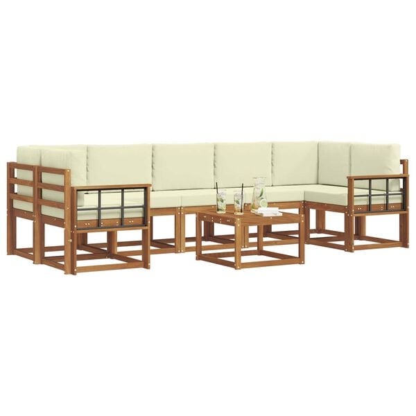 vidaXL Zestaw sof na zewnątrz z poduszką 8 pcs Naturalny i Kremowy