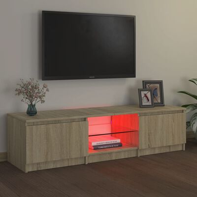 vidaXL Szafka pod TV, z LED, dąb sonoma, 140 x 40 x 35,5 cm