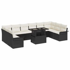 vidaXL Zestaw Sof na Ogr&oacute;d 11 szt. Czarny Rattan poli