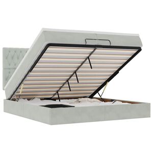 vidaXL Rama ł&oacute;żka otomana z materacami, szara, 200x200 cm, aksamit