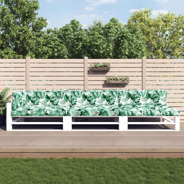 vidaXL Poduszki na palety, 7 szt., wz&oacute;r w liście, tkanina