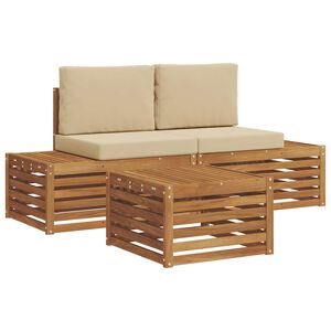 vidaXL Zestaw sof na zewnątrz Naturalny i Beżowy 59 x 59 x 37 cm