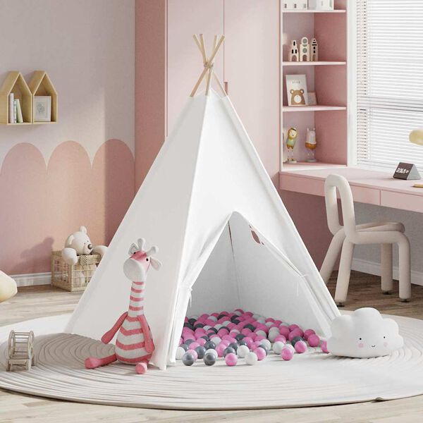 vidaXL Namiot Teepee Biały 120 x 120 x 150 cm Tkanina i plastik