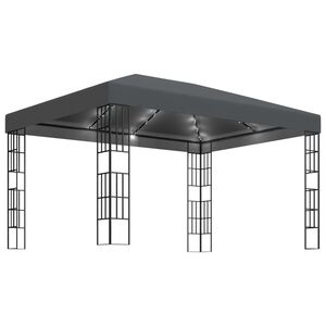 vidaXL Altana ze sznurem lampek LED, 3x4 m, antracytowa