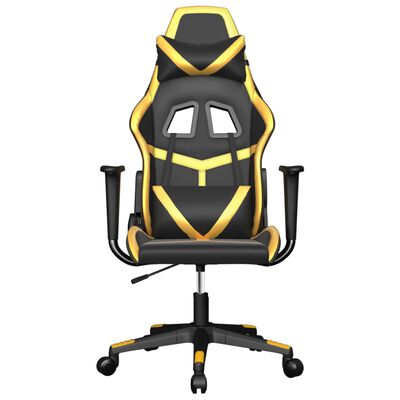 vidaXL Masujący fotel gamingowy, czarno-złoty, sztuczna skóra