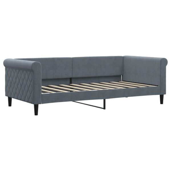 vidaXL Sofa rozsuwana z materacami, ciemnoszara, 90x190 cm, aksamit