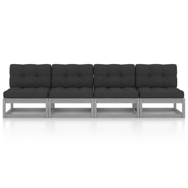 vidaXL 4-osobowa sofa ogrodowa z poduszkami, lite drewno sosnowe