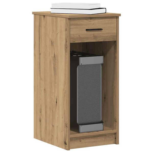 vidaXL Stojak na komputer z szufladą, dąb artisan, 35x45x77 cm