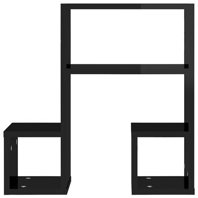 vidaXL Półki ścienne, 2 szt., wysoki połysk czarne, 50x15x50 cm, płyta