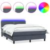vidaXL Ł&oacute;żko kontynentalne z materacem i LED, ciemnoszare, 160x210cm aksamit