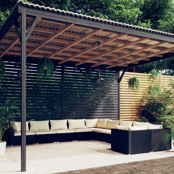 vidaXL 10-cz. zestaw mebli do ogrodu, poduszki, rattan PE, czarny