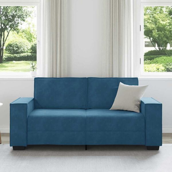 vidaXL Sofa 2-osobowa, niebieski, 180x78x84 cm, tapicerowana aksamitem