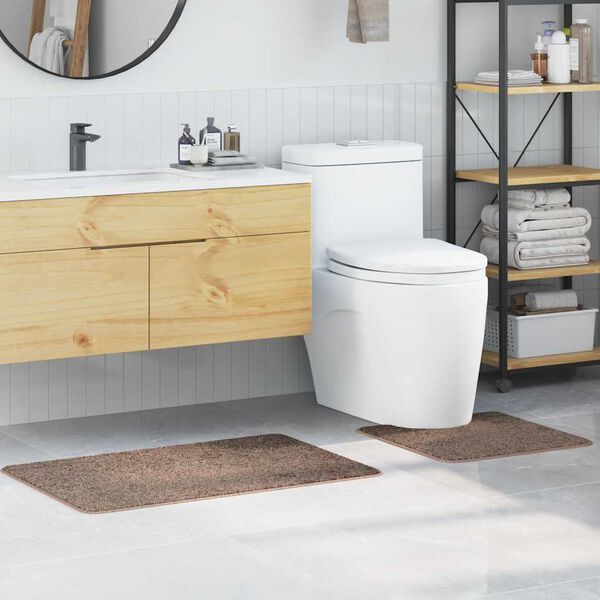 vidaXL Zestaw mat łazienkowych antypoślizgowych 2 pcs Brązowy PP