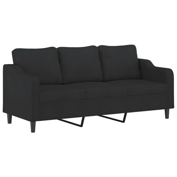 vidaXL Sofa 3-osobowa, czarna, 180 cm, tapicerowana tkaniną
