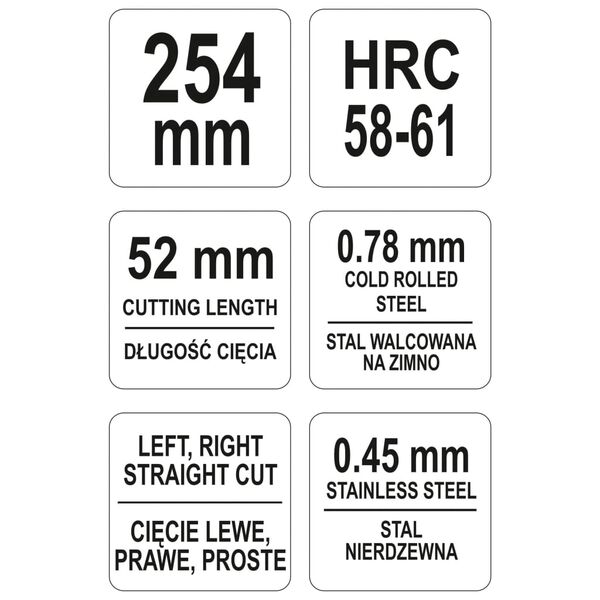 YATO Nożyce, typ angielski, 254 mm, czerwone