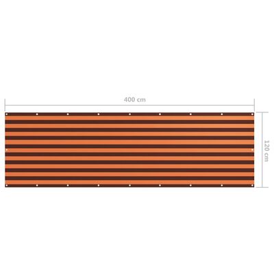 vidaXL Parawan balkonowy, pomarańcz i brąz, 120x400 cm, tkanina Oxford
